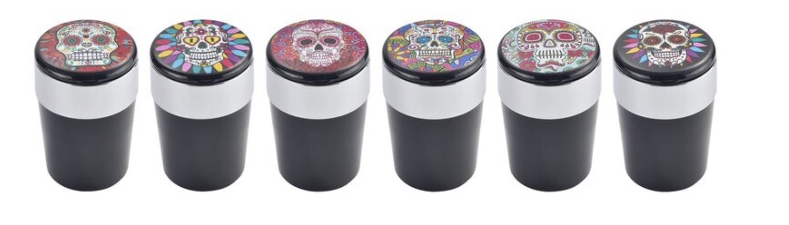 champhigh Autoaschenbecher Metall Mexican Skull LED 7.7cm