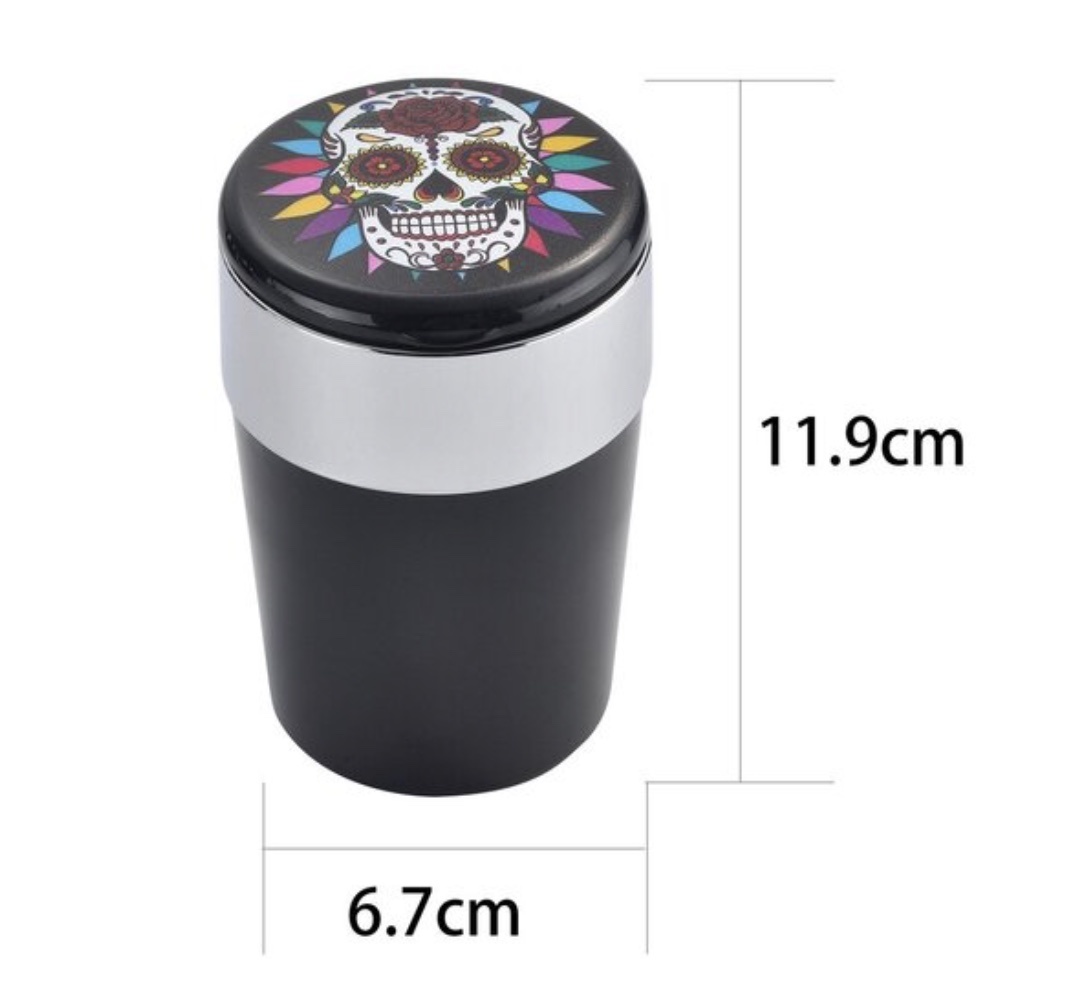 champhigh Autoaschenbecher Metall Mexican Skull LED 7.7cm
