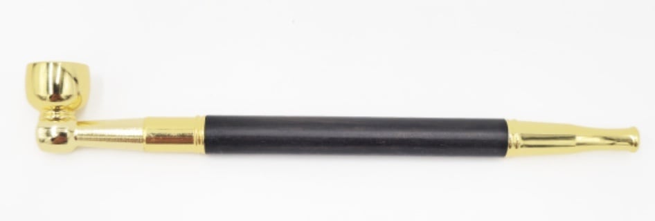 Weed Pipe Brass Ebony 15.5cm