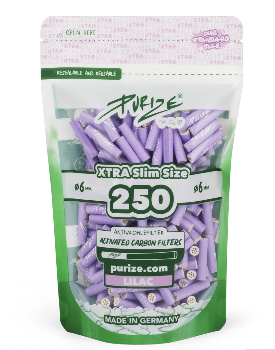 Purize PURIZE® ~ Xtra Slim Aktivkohlefilter LILA ~ (250Stk.)