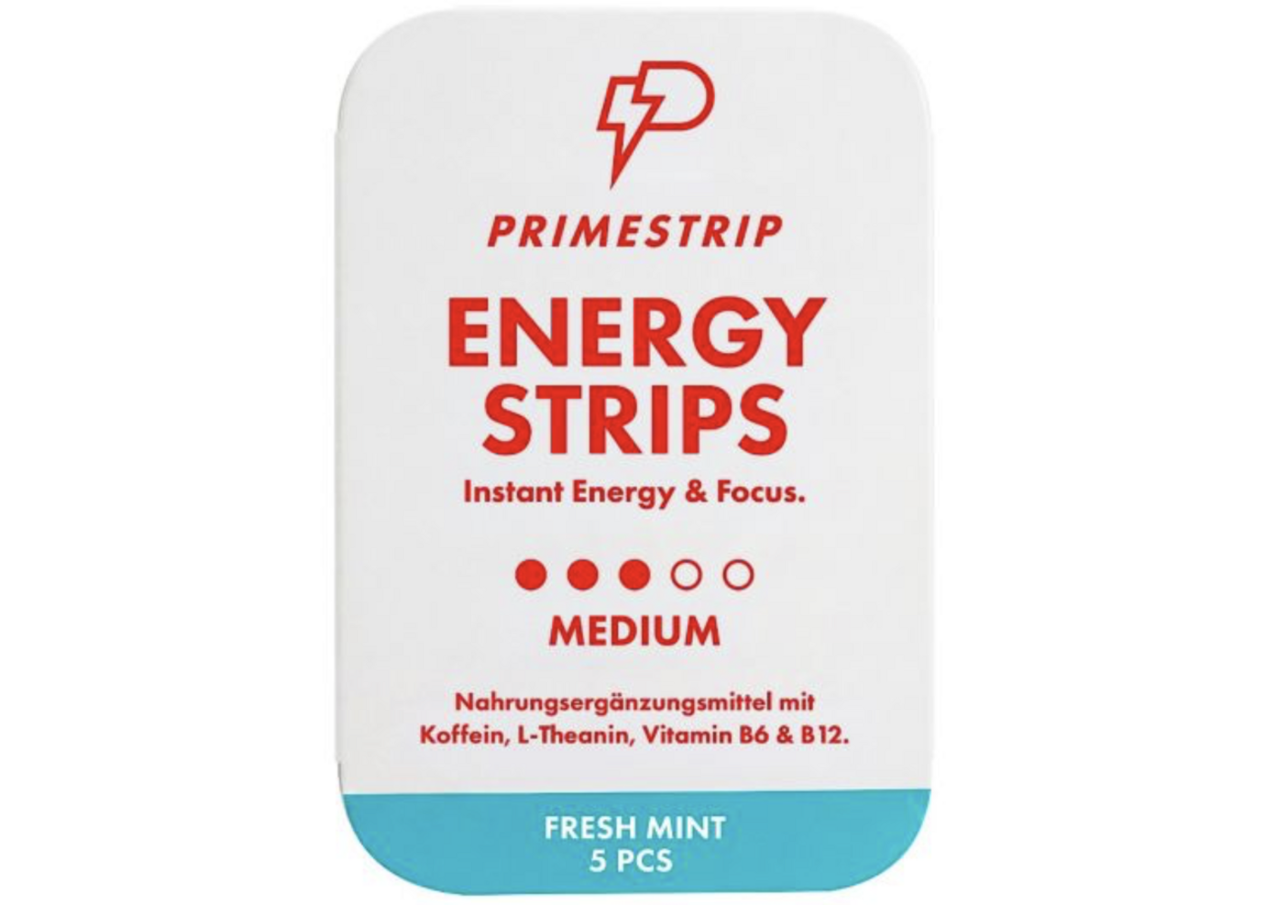 Primestrip Energy Stripes, Medium Mint, 40mg Koffein