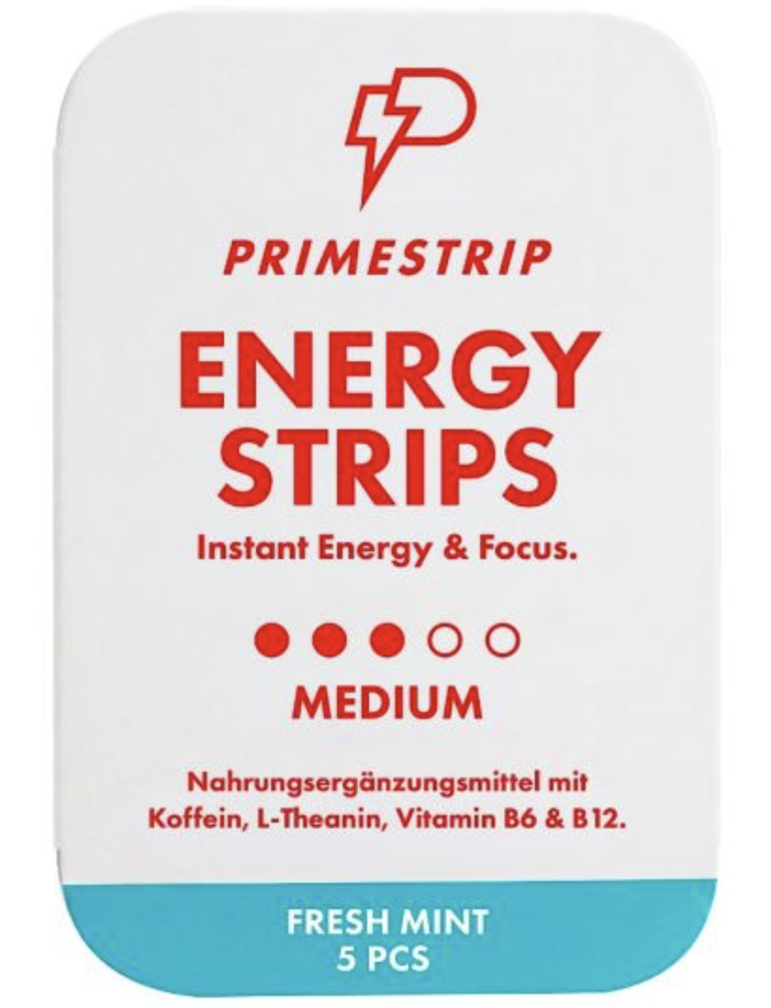 Primestrip Energy Stripes, Medium Mint, 40mg Koffein