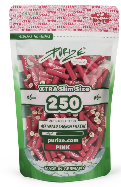 Purize PURIZE® ~ Xtra Slim Aktivkohlefilter PINK ~ (250Stk.)