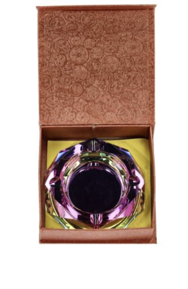 Glas Aschenbecher Diamant Pink  9.5cm