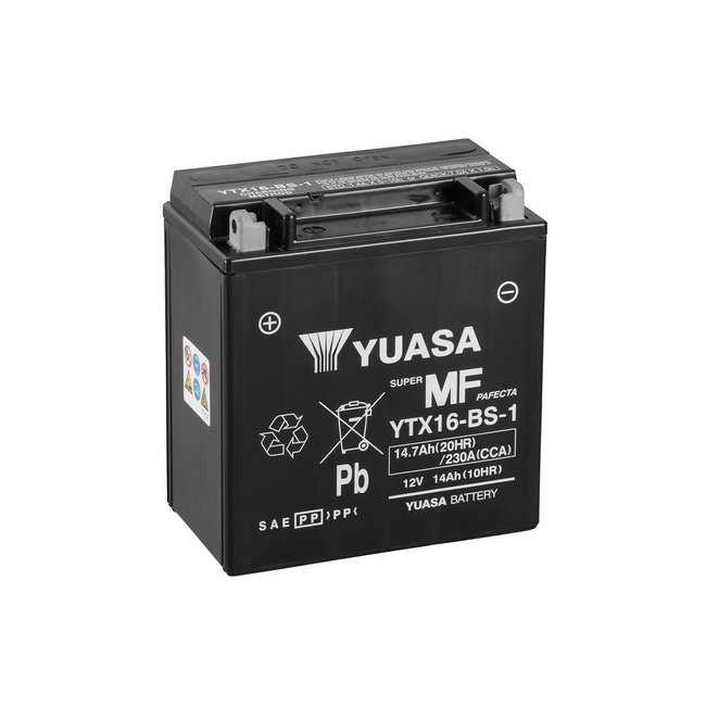 YUASA YUASA Accu YTX16-BS-1 onderhoudsvrij geleverd met zuurpakket