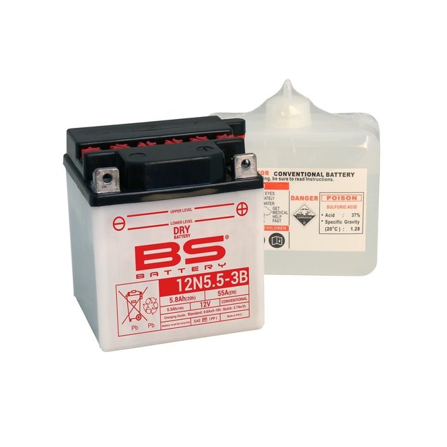 BS Battery BS BATTERY Accu 12N5.5A-3B conventioneel geleverd met zuurpakket