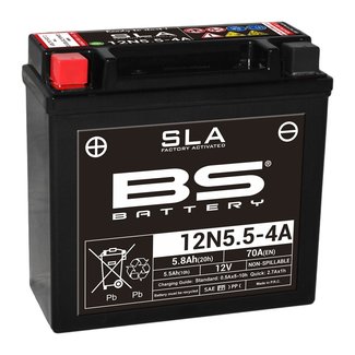 BS Battery Accu 12N5.5-4A SLA onderhoudsvrij af fabriek geactiveerd