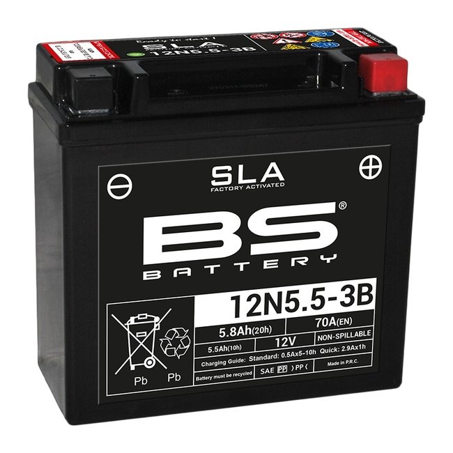 BS Battery BS BATTERY Accu 12N5.5-3B SLA onderhoudsvrij af fabriek geactiveerd