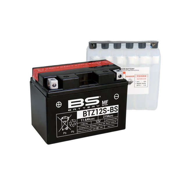 BS Battery BS BATTERY Accu BTZ12S-BS onderhoudsvrij geleverd met zuurpakket  - Racing Products