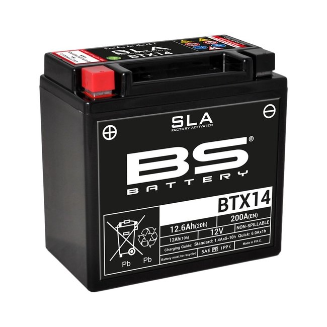 BS Battery BS BATTERY Accu BTX14 SLA onderhoudsvrij af fabriek geactiveerd