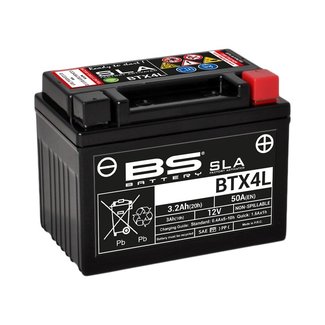 BS Battery Accu BTX4L SLA onderhoudsvrij af fabriek geactiveerd