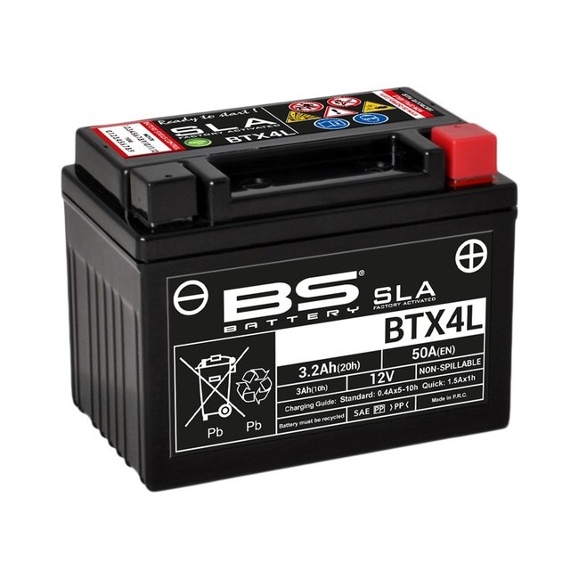 BS Battery BS BATTERY Accu BTX4L SLA onderhoudsvrij af fabriek geactiveerd