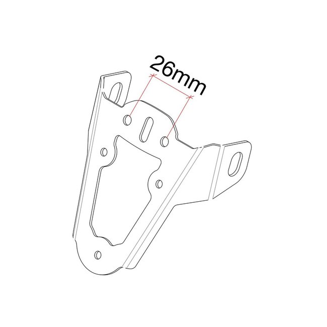LighTech LIGHTECH kentekenplaathouder hartafstand lichten 26mm zwart universeel TAR003NER