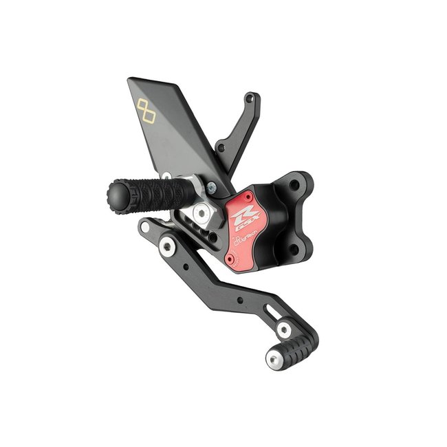 LIGHTECH verstelbare/inklapbare schakelset achter standaard en omgekeerd schakelsysteem zwart Suzuki GSXR 600 FTRSU002W
