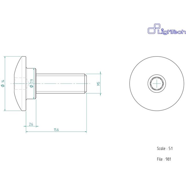 LighTech LIGHTECH schroef M5 X 15,6 Type 981 zilver Ergal per eenheid 981SIL