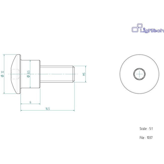 LighTech LIGHTECH schroef M5 X 17 Type 1037 zilver Ergal per eenheid 1037SIL