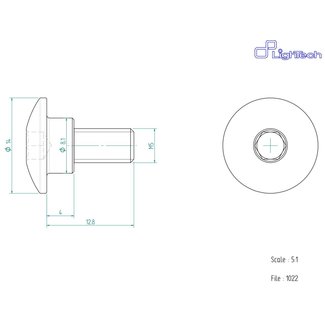 LIGHTECH schroef M5 X 12,8 Type 1022 zilver Ergal per eenheid 1022SIL