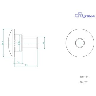 LIGHTECH schroef M6 X 11,5 Type 972 zilver Ergal per eenheid 972SIL