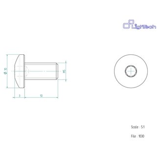 LighTech LIGHTECH schroef M5 x 10 Type 1030 zilver Ergal per eenheid 1030SIL