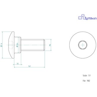 LIGHTECH schroef M6 X 16 Type 982 zilver Ergal per eenheid 982SIL