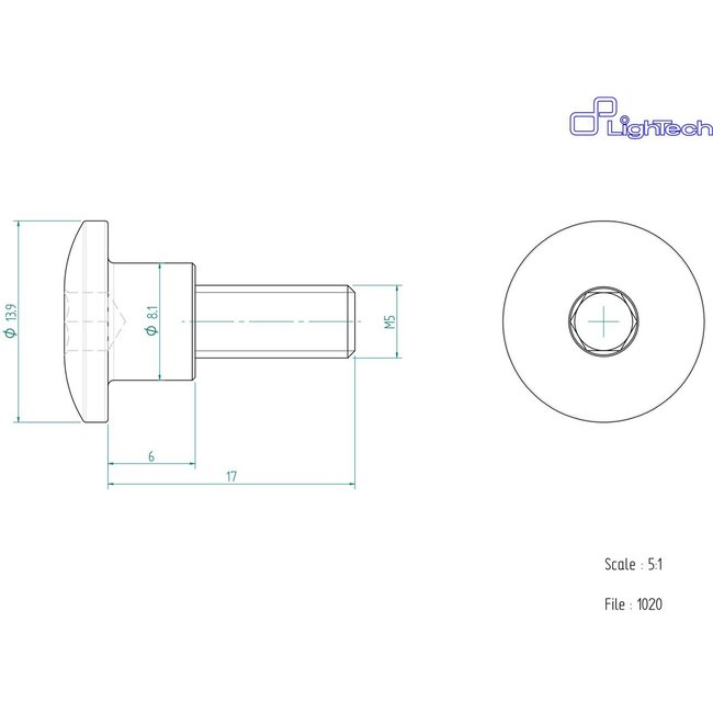 LighTech LIGHTECH schroef M5 X 17 Type 1020 zilver Ergal per eenheid 1020SIL