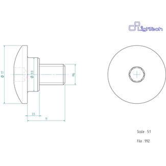 LIGHTECH schroef M6 X 11 Type 992 zilver Ergal per eenheid 992SIL
