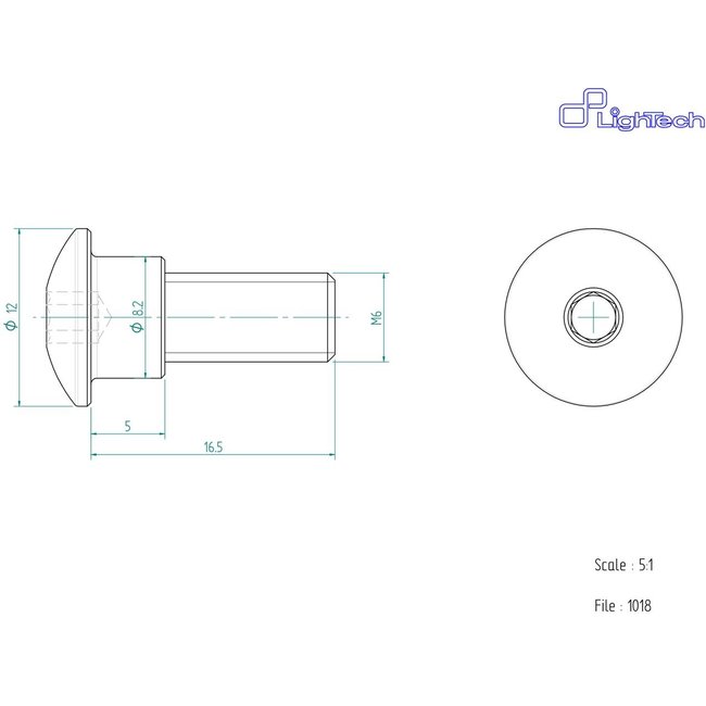 LighTech LIGHTECH schroef M6 X 16,5 Type 1018 zilver Ergal per eenheid 1018SIL
