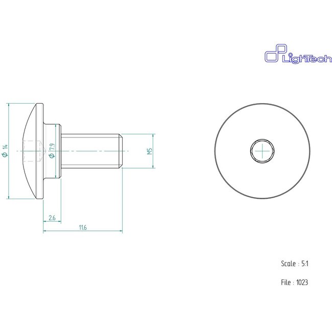 LighTech LIGHTECH schroef M5 X 11 Type 1023 rood Ergal per eenheid 1023ROS