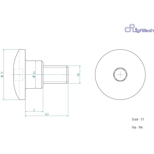 LighTech LIGHTECH schroef M6 X 14,5 Type 994 rood Ergal per eenheid 994ROS