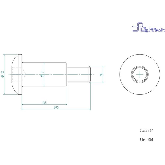 LighTech LIGHTECH schroef M5 X 20,5 Type 1001 kobalt Ergal per eenheid 1001COB