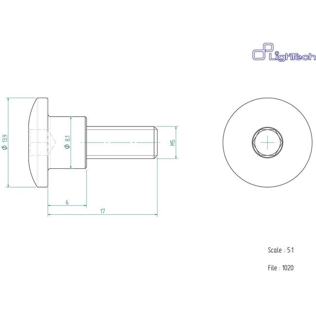 LighTech LIGHTECH schroef M5 X 17 Type 1020 kobalt Ergal per eenheid 1020COB