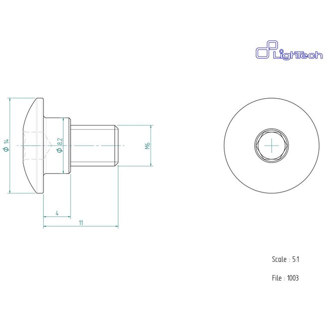 LIGHTECH schroef M6 X 11 Type 1003 zwart Ergal per eenheid 1003NER