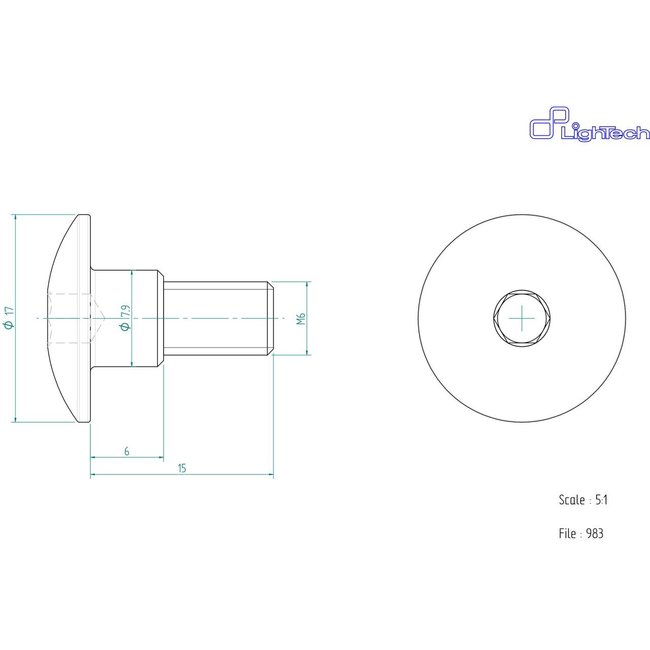 LighTech LIGHTECH schroef M6 X 15 Type 983 zwart Ergal per eenheid 983NER
