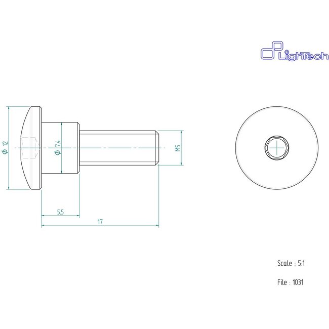LighTech LIGHTECH schroef M5 X 17 Type 1031 zwart Ergal per eenheid 1031NER