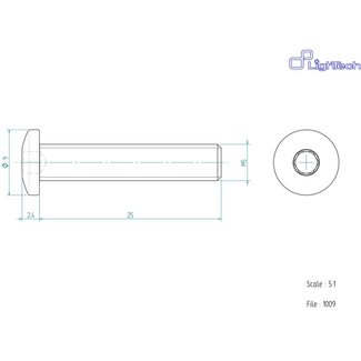 LIGHTECH schroef M5 X 25 Type 1009 zwart Ergal per eenheid 1009NER