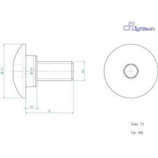 LIGHTECH schroef M6 X 15 Type 998 zwart Ergal per eenheid 998NER