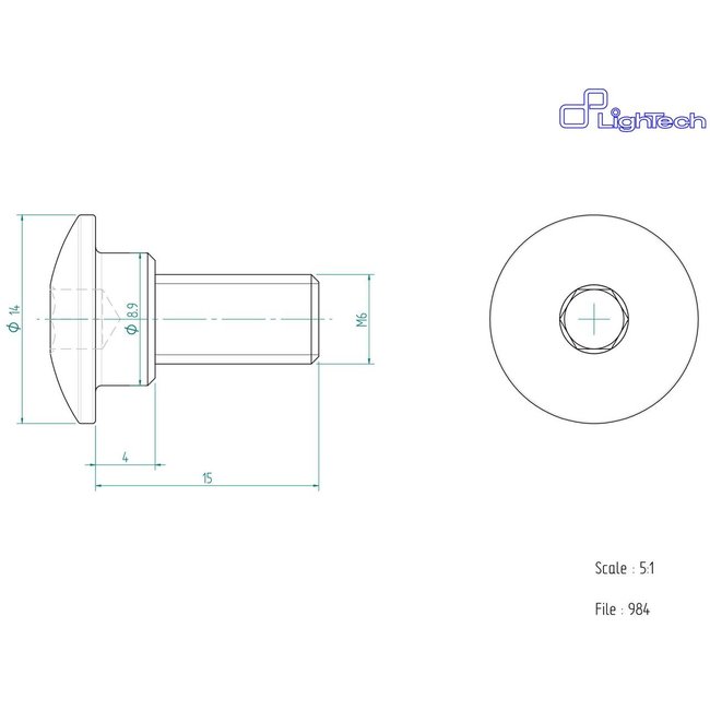 LIGHTECH schroef M6 X 15 Type 984 zwart Ergal per eenheid 984NER