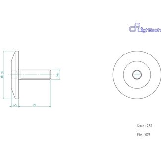 LIGHTECH schroef M6 X 20 Type 1007 zwart Ergal per eenheid 1007NER