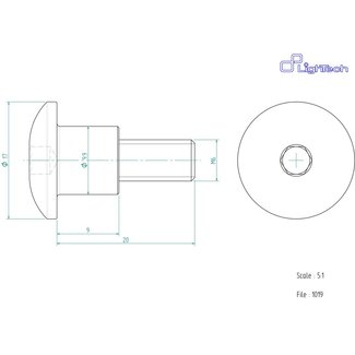 LIGHTECH schroef M6 X 20 Type 1019 zwart Ergal per eenheid 1019NER
