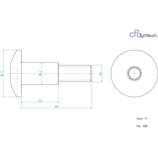 LighTech LIGHTECH schroef M6 X 25,5 Type 1008 zwart Ergal per eenheid 1008NER