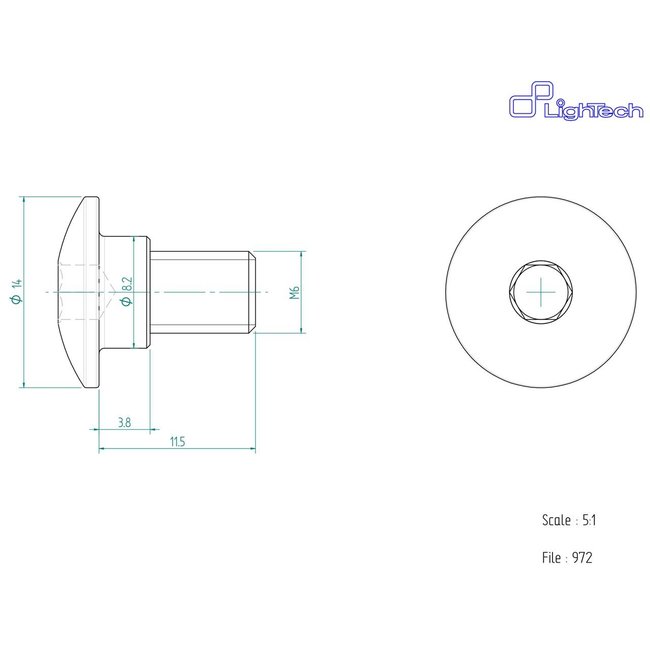 LIGHTECH schroef M6 X 11,5 Type 972 zwart Ergal per eenheid 972NER