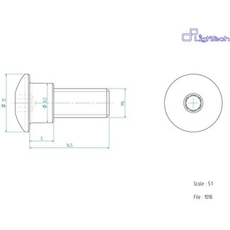 LIGHTECH schroef M6 X 16,5 Type 1018 zwart Ergal per eenheid 1018NER