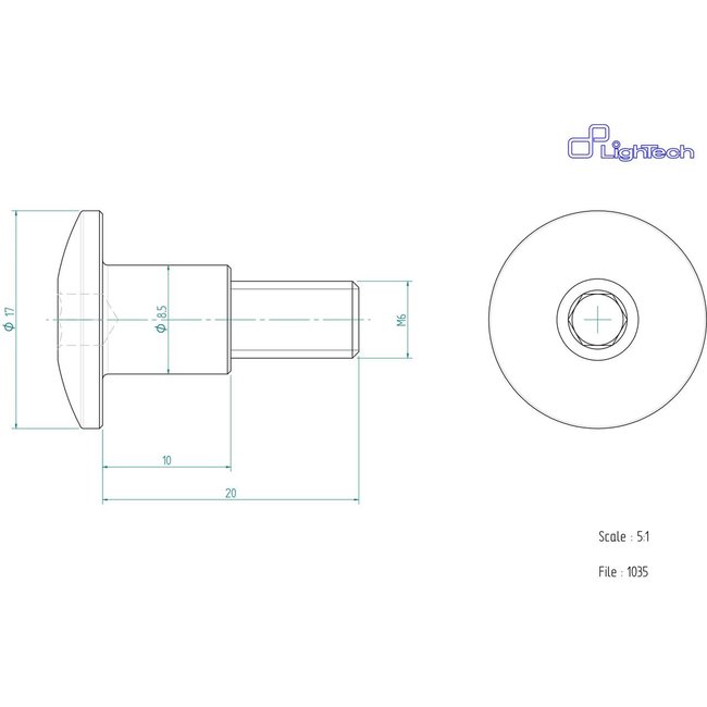 LIGHTECH schroef M6 X 20 Type 1035 zwart Ergal per eenheid 1035NER