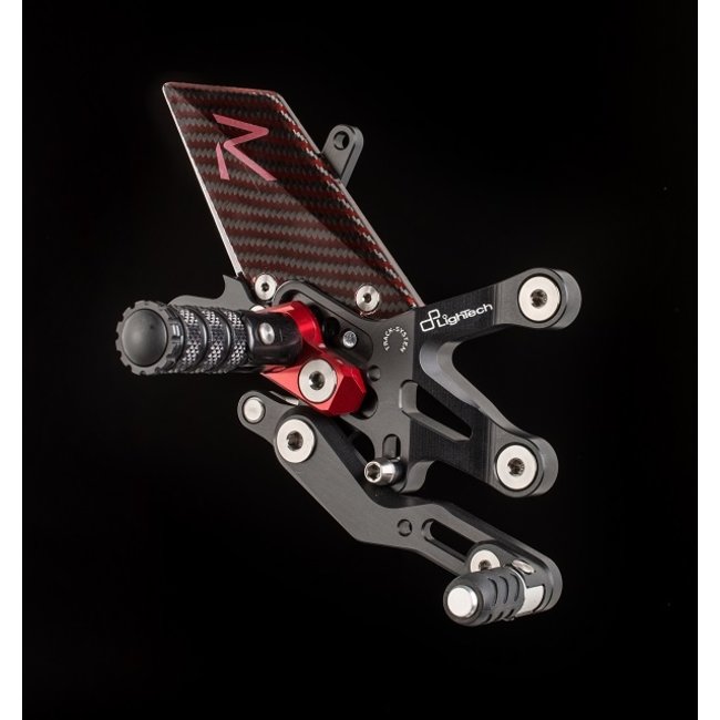 LIGHTECH verstelbare/inklapbare Racing schakelset achter standaard schakelsysteem zwart/rood Kawasaki ZX10R FTRKA006R