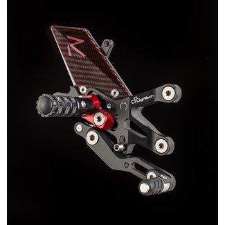 LighTech LIGHTECH verstelbare/inklapbare Racing schakelset achter standaard en omgekeerd Racing schakelsysteem zwart/rood BMW R6 FTRYA012R