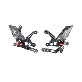 LighTech LIGHTECH Racing Adjustable/Foldable Rearset Standard & Reverse Shifting Black/Red Kawasaki Z900 FTRKA010R