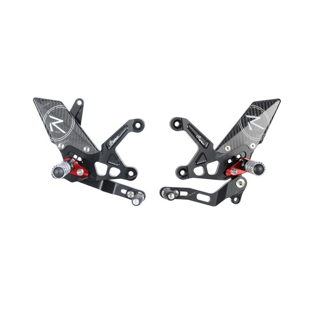 LighTech LIGHTECH Racing Adjustable/Foldable Rearset Standard & Reverse Shifting Black/Red Kawasaki Z900 FTRKA010R