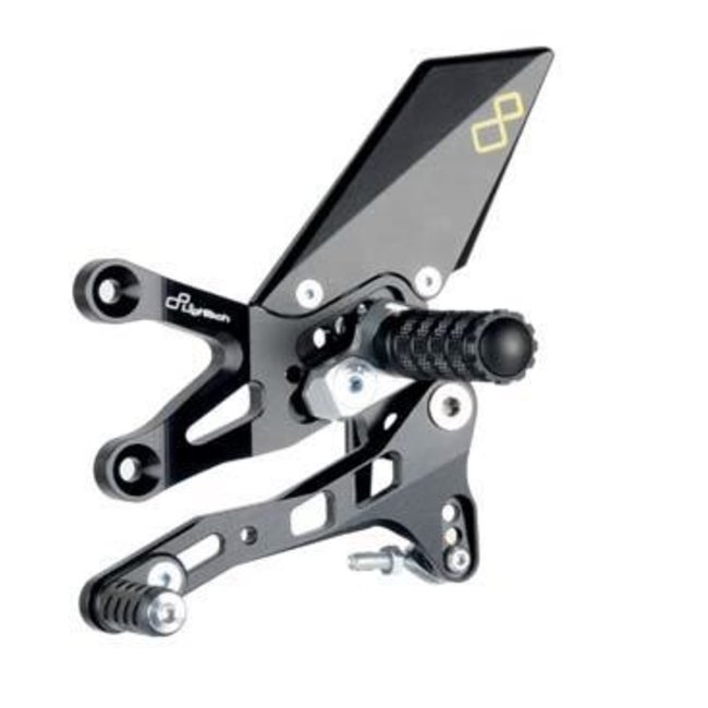 LighTech LIGHTECH verstelbare/inklapbare schakelset achter standaard schakelsysteem zwart Aprilia RSV4 FTRAP005W