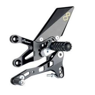 LighTech LIGHTECH verstelbare/inklapbare schakelset achter omgekeerd schakelsysteem zwart Aprilia RSV4 FTRAP006W