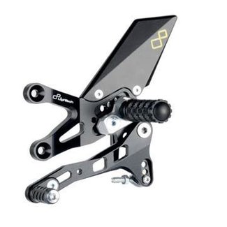 LIGHTECH verstelbare/inklapbare schakelset achter omgekeerd schakelsysteem zwart Aprilia RSV4 FTRAP006W